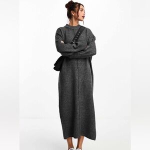 ASOS Charcoal Long Sleeve Maxi Dress